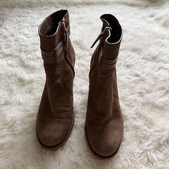 Tory Burch Leigh Lug Sole Bootie in Suede brown - Picture 8 of 10